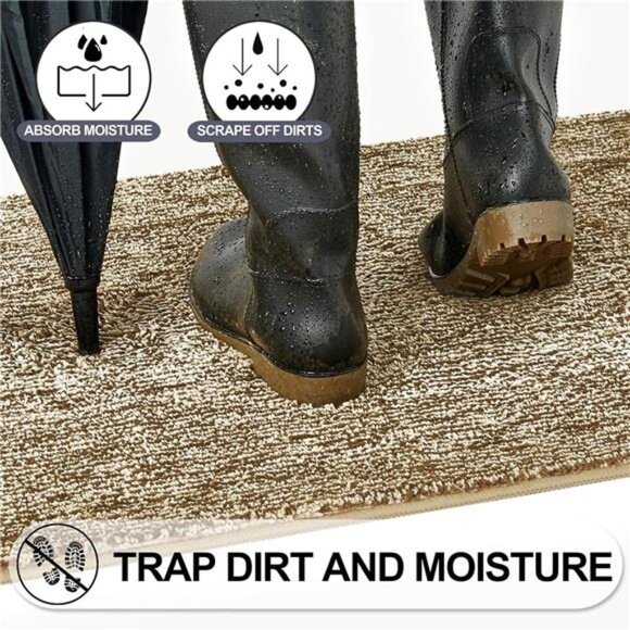 Indoor Doormat, Front Door Mat 24"x36" Absorbent Rubber Backing Non Slip Back - Picture 5 of 7